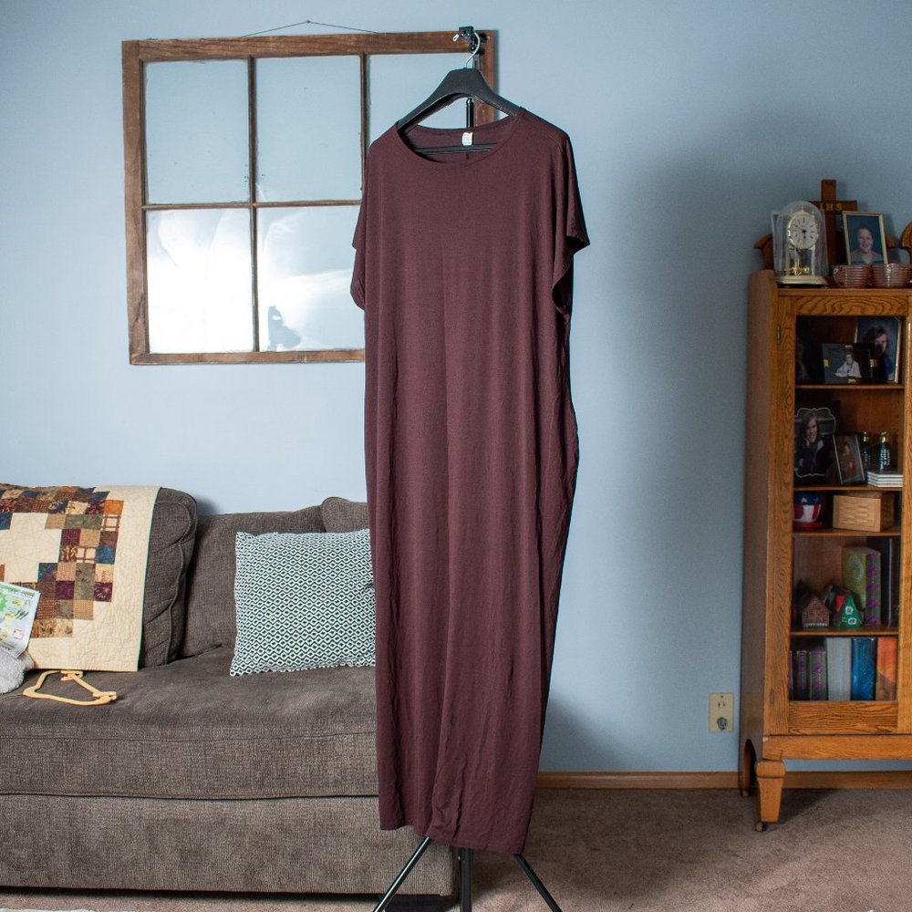 Chocolate Brown Maxi Dress with Pockets